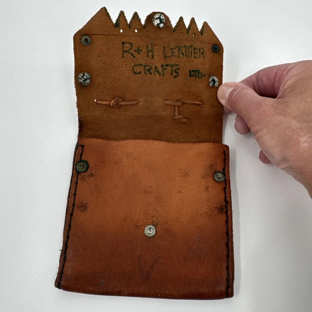 Vintage R‎ & H Leather Crafts Belt Bag Handmade Unique Festival Rustic Hippie